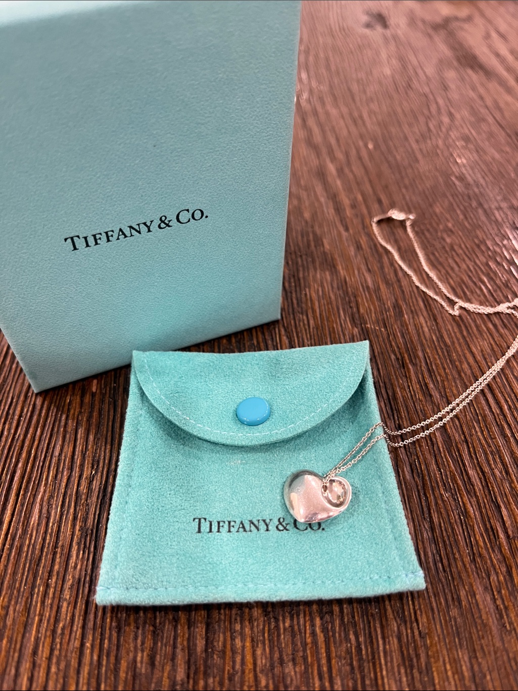 Tiffany & Co. Silver Puffed Heart Pendant Necklace Comes With Pouch And Box